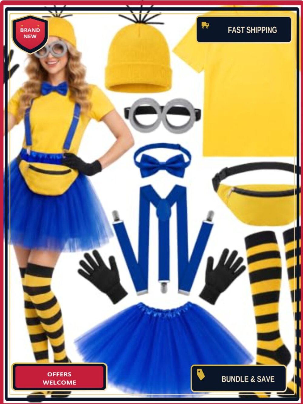 11Pc Halloween Costume Set Women Adult Cosplay Dress Up Accessories